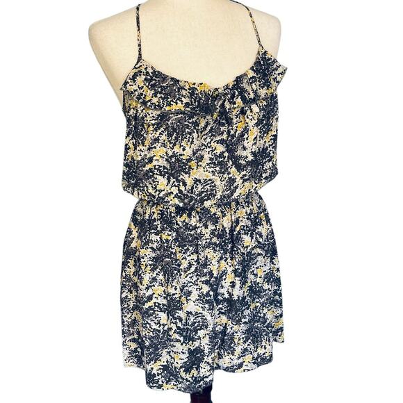 Parker Silk Racerback Sleeveless Mini Dress Gray Yellow Medium - Picture 5 of 9